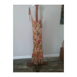 NWT Betsey Johnson Silk Yellow Floral Dress Size 4